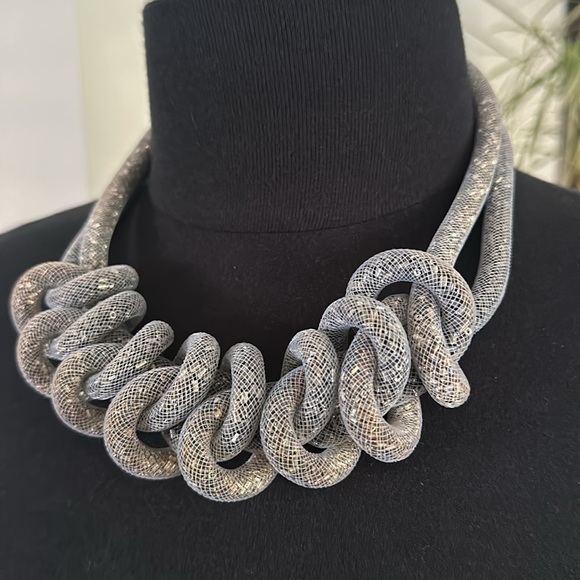 Statement Silver Chain Necklace - Adjustable - Picture 8 of 10